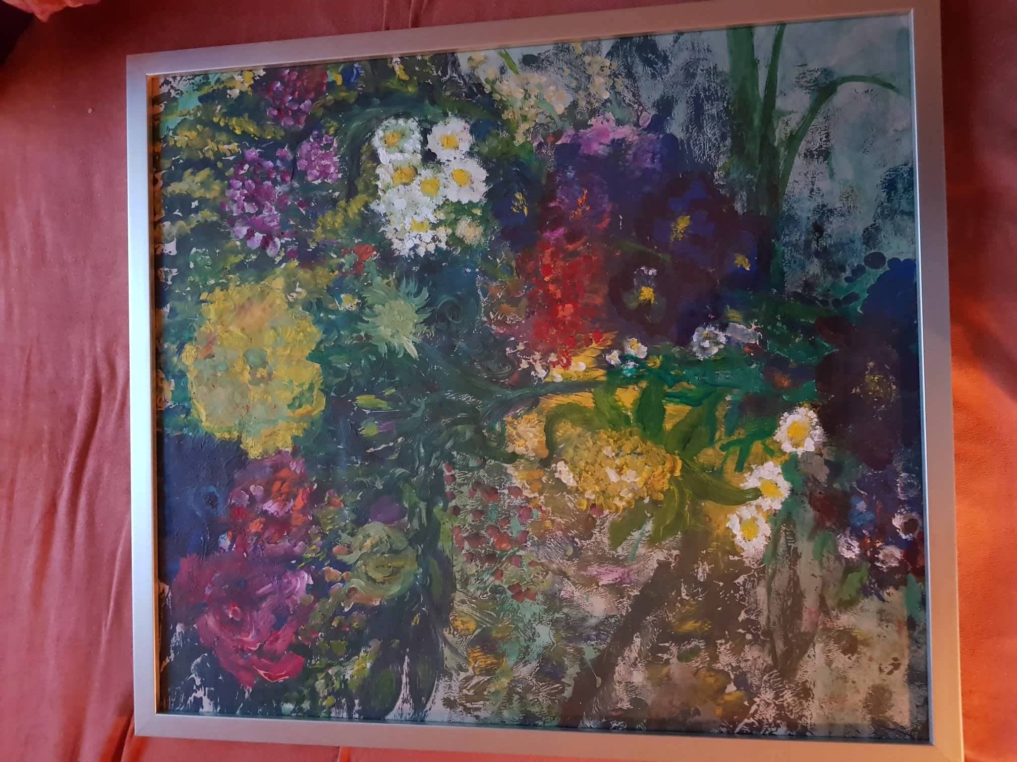 Acryl auf Leinwand Titel: "NOVEMBER BLUES WEGGEMALT" von Gisela Kentmann